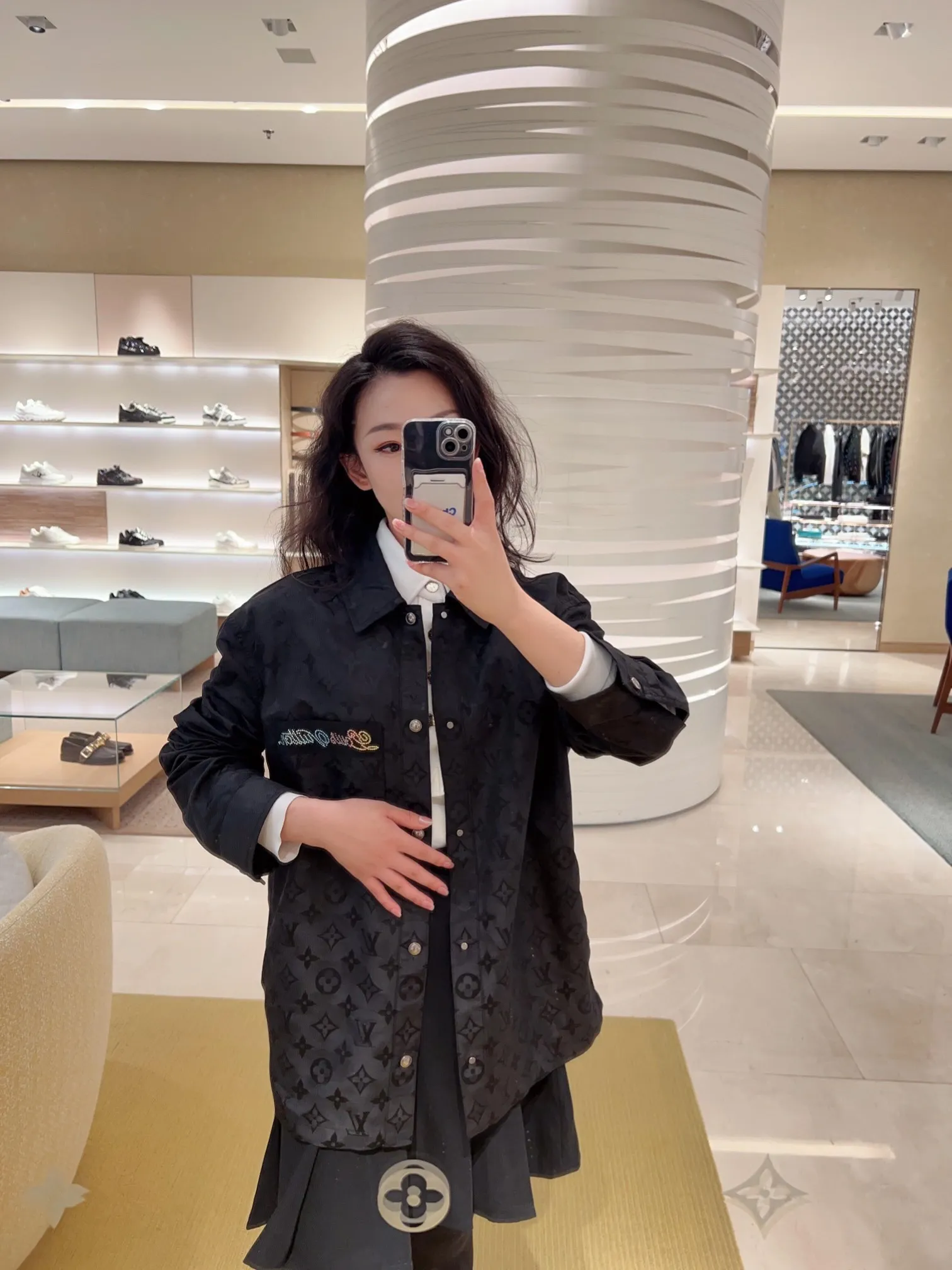 Louis Vuitton/Louis Vuitton 25Fw presbyopic rippled jacquard colored diamond shirt jacket